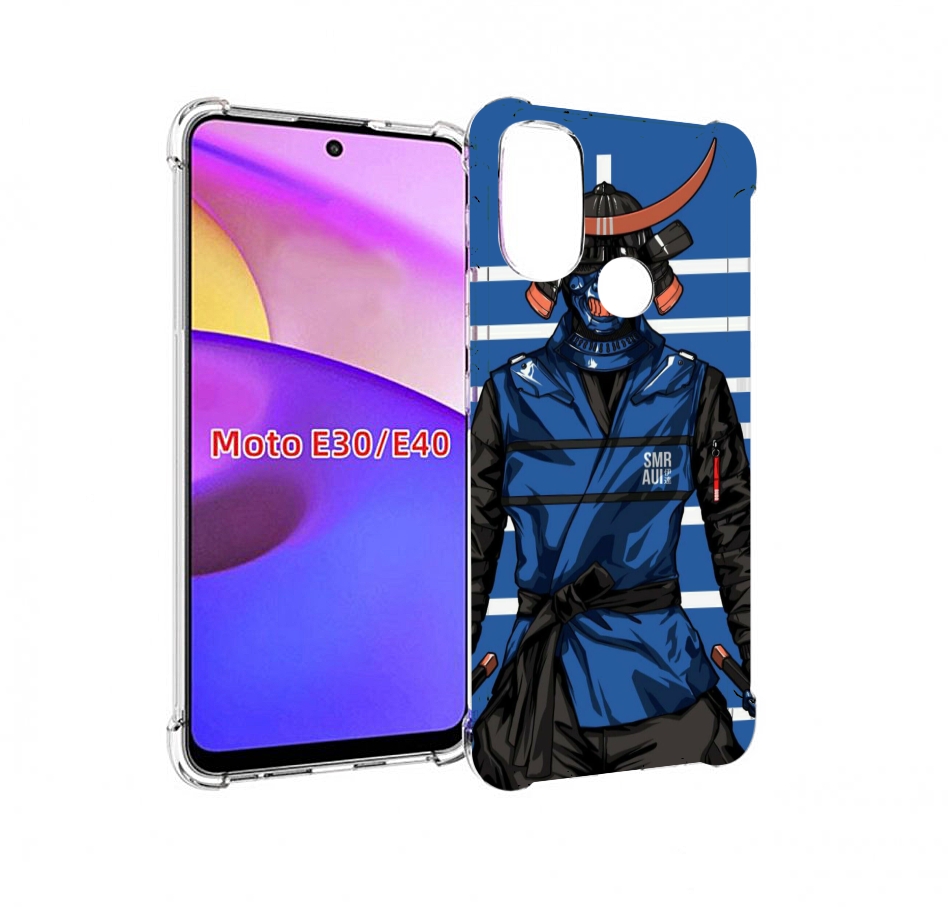 

Чехол бампер MyPads самурай в синей форме для Motorola Moto E30., Прозрачный, Tocco