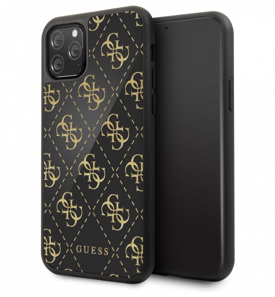 фото Чехол cg mobile guess double layer 4g peony glass iphone 11 pro черный