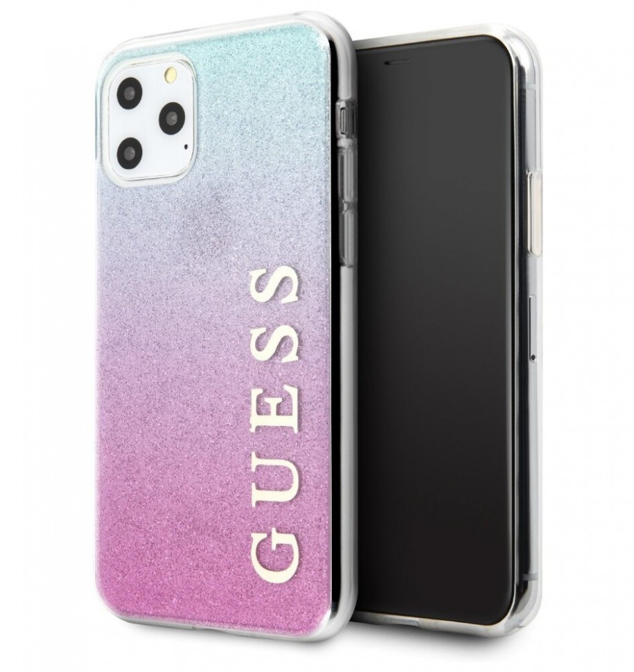 фото Чехол cg mobile guess glitter logo iphone 11 pro "розово-голубой"