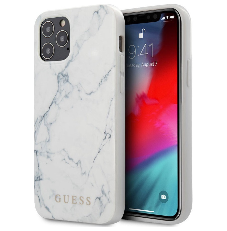 фото Чехол cg mobile guess marble design iphone 12/12 pro белый