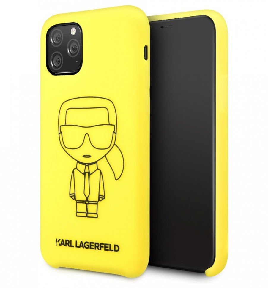 фото Чехол cg mobile karl lagerfeld liquid silicone ikonik iphone 11 pro желтый/черный