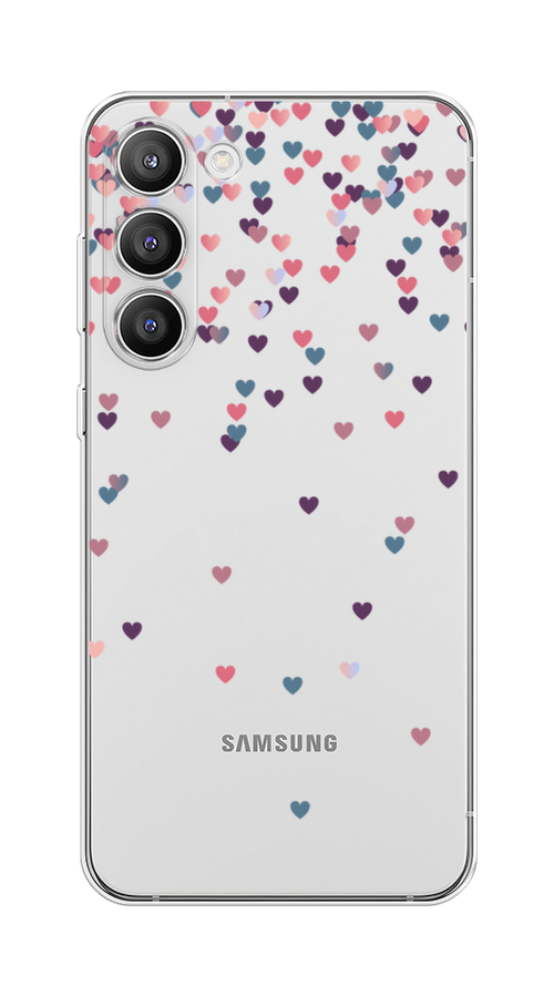 

Чехол на Samsung Galaxy S23 Plus 5G "Посыпка сердечки", Розовый;фиолетовый, 2107450-1