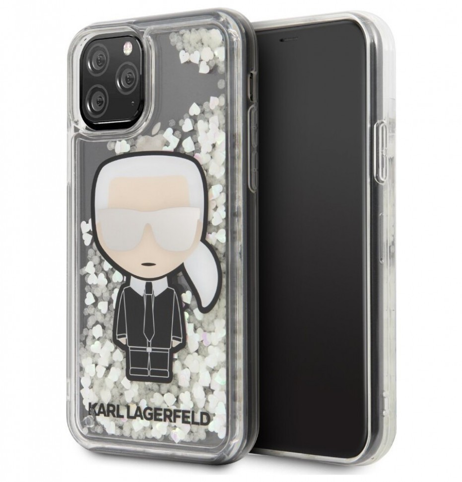 фото Чехол cg mobile karl lagerfeld liquid glitter karl iconik iphone 11 pro прозрачный