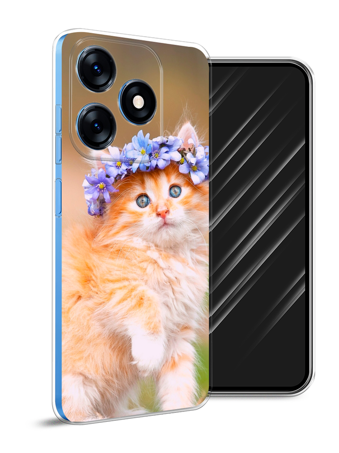

Чехол Awog на Tecno Spark 10 "Рыжий кот в венке", Коричневый;синий, 303550-1