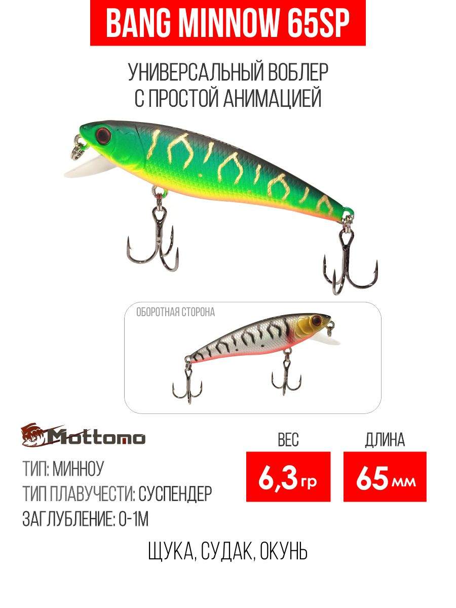 

Воблер Mottomo Bang Minnow 65SP 6,3g Silver&Ghost Tiger, Разноцветный, Bang Minnow