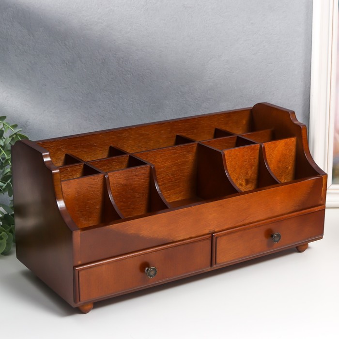 

Шкатулка дерево для украшений и косметики 2 ящика коричневая 35х16,5х17 см, Коричневый