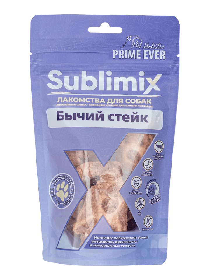 

Лакомство для собак Sublimix бычий стейк, 55 г