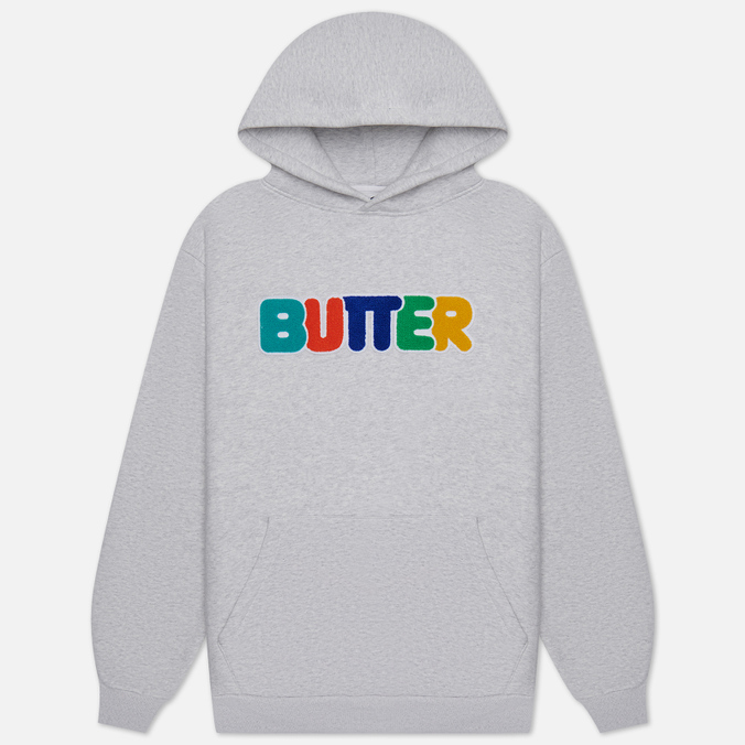 

Худи мужское Butter Goods Rounded Chenille Logo Hoodie серое L, Rounded Chenille Logo Hoodie
