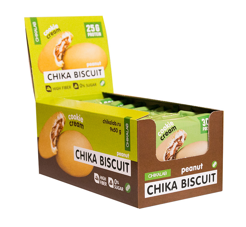 

Бисквитное печенье Chikalab Chika Biscuit 50 г, 9 шт., арахис