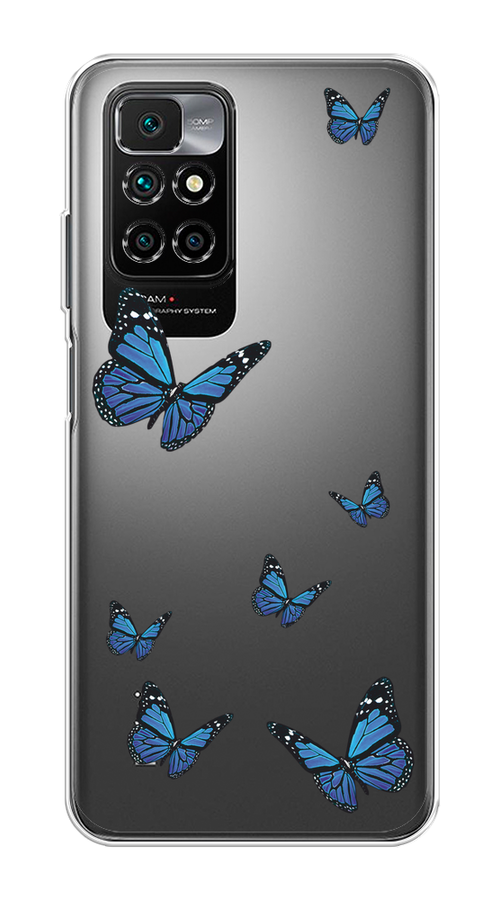 

Чехол на Xiaomi Redmi 10 "Blue butterflies", Синий;черный, 311350-1