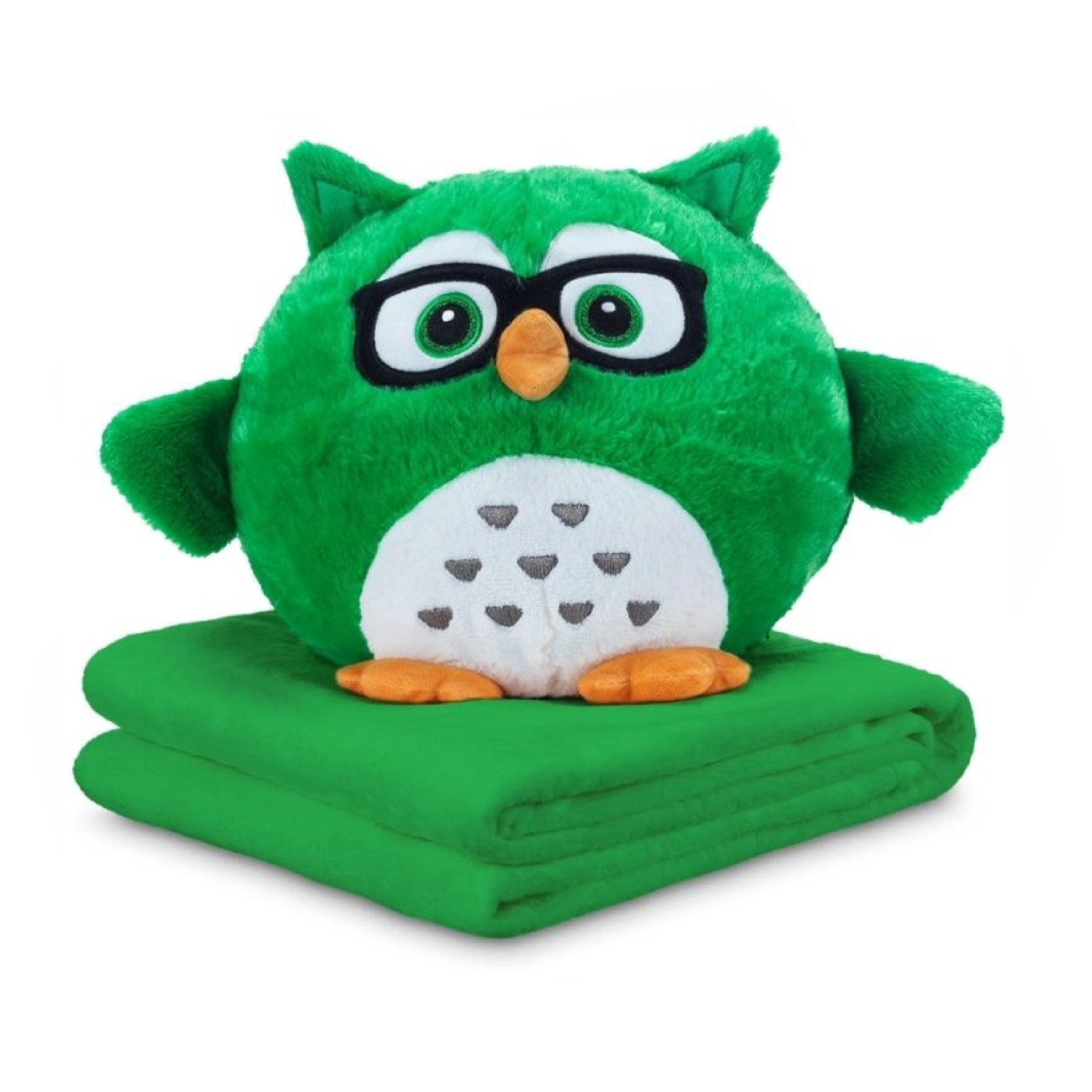 Мягкая игрушка La-LaLand Подушка с пледом 3 в 1, Сова, зеленый - 40 см мягкая игрушка подушка best toys единорог с пледом