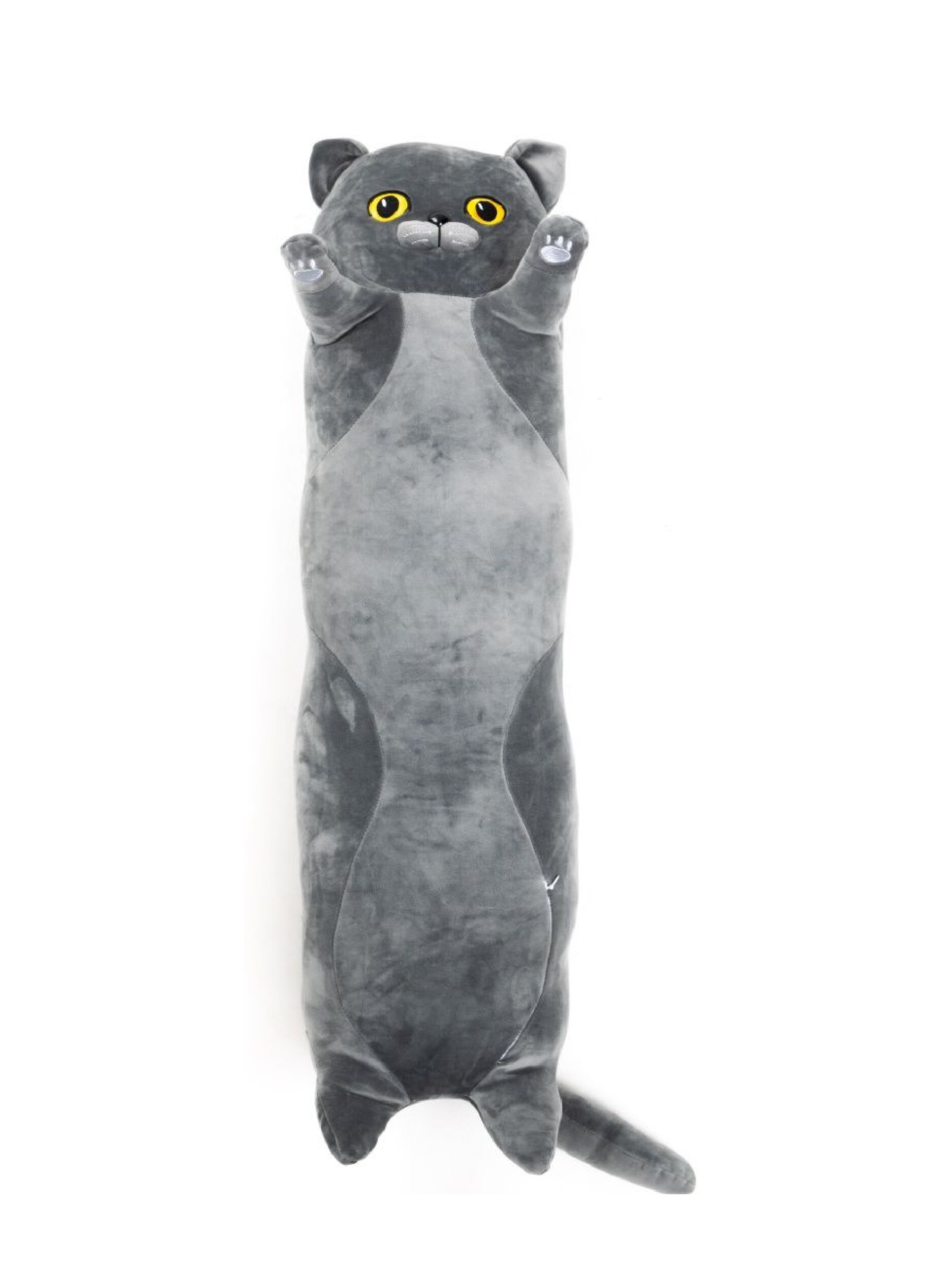 Мягкая игрушка La-LaLand Британский Кот-батон, серый, 90 см мягкая игрушка подушка scwer toys серый британский кот батон 110 см