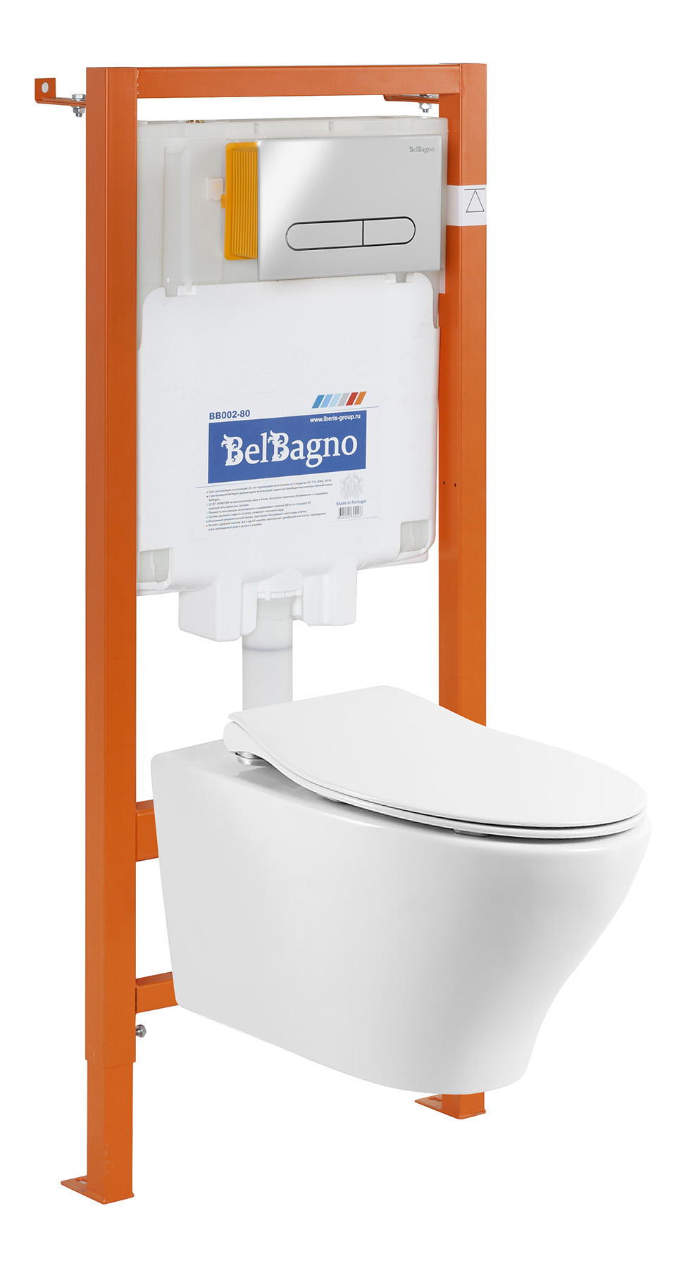 фото Belbagno комплект belbagno 4 в 1 унитаз acqua bb340chr+система инсталляции bb002-80+кнопка