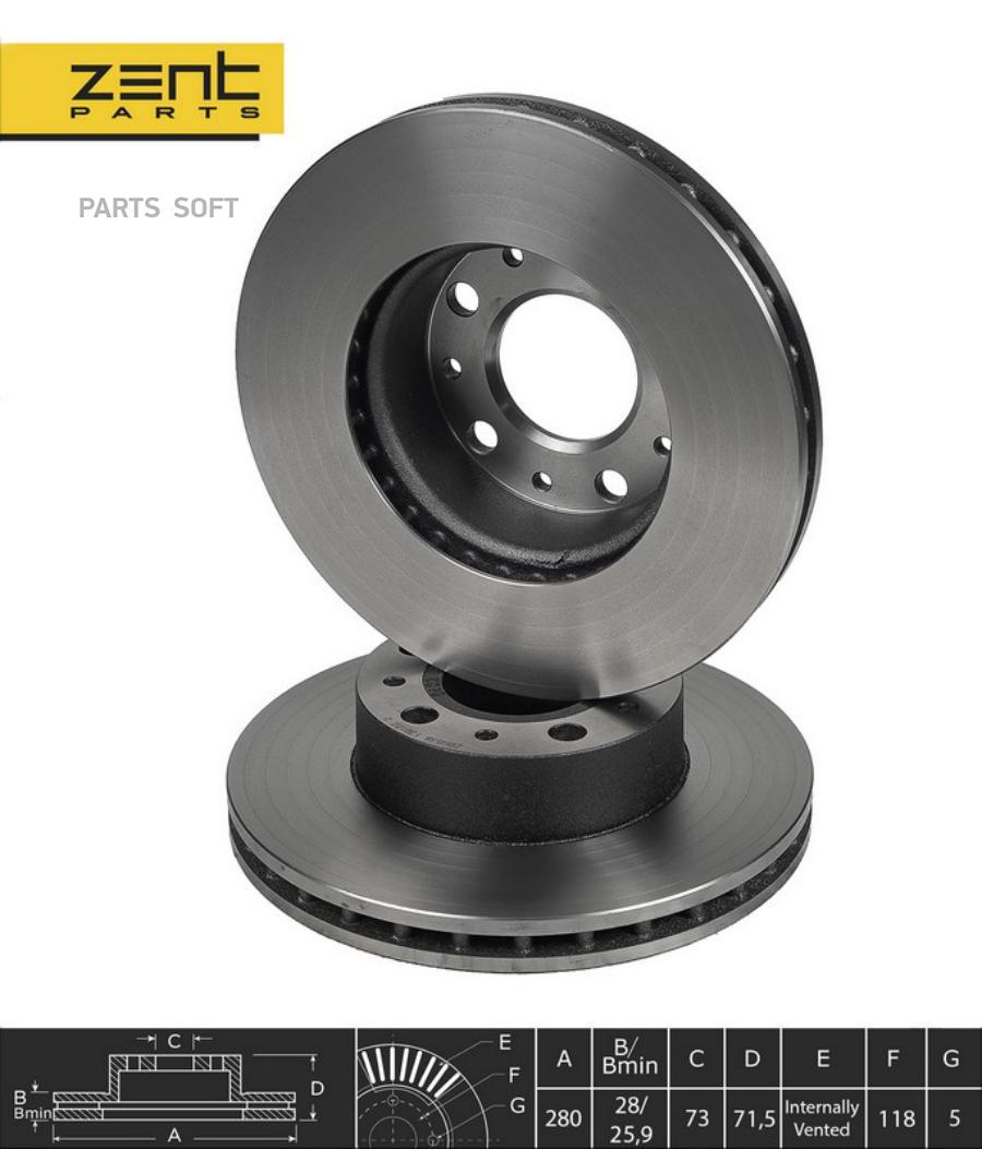 

ZENTPARTS Z06038 диск тормозной передний \ Fiat Ducato,Peugeot Boxer,Citroen Jumper 2.2D/H