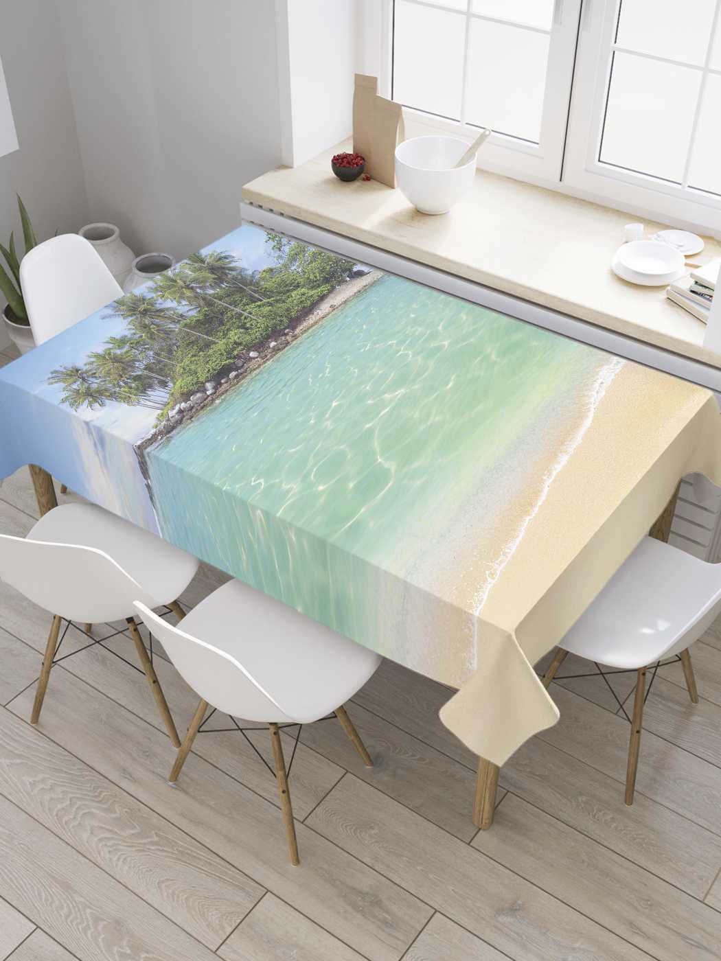 

Скатерть прямоугольная JoyArty "Остров в море" из сатена, 180x145 см, Зеленый, Остров в море