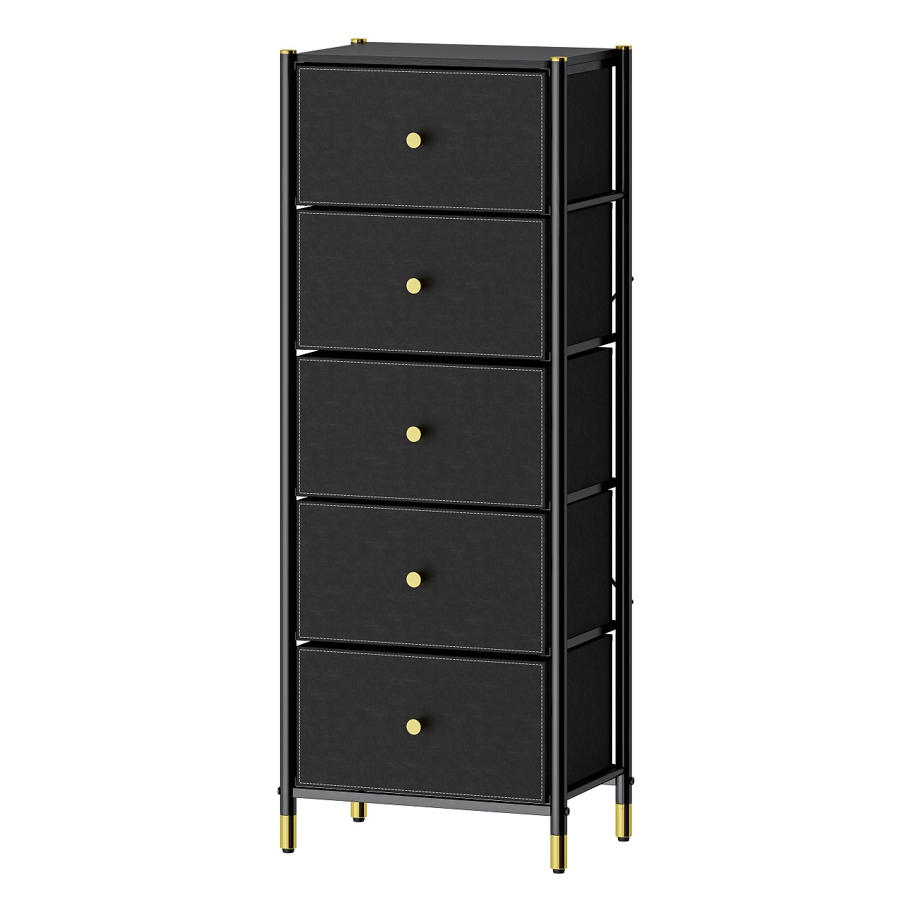 Комод-пенал Estares classic 5F-5D, 46x30x120 см, black/gold