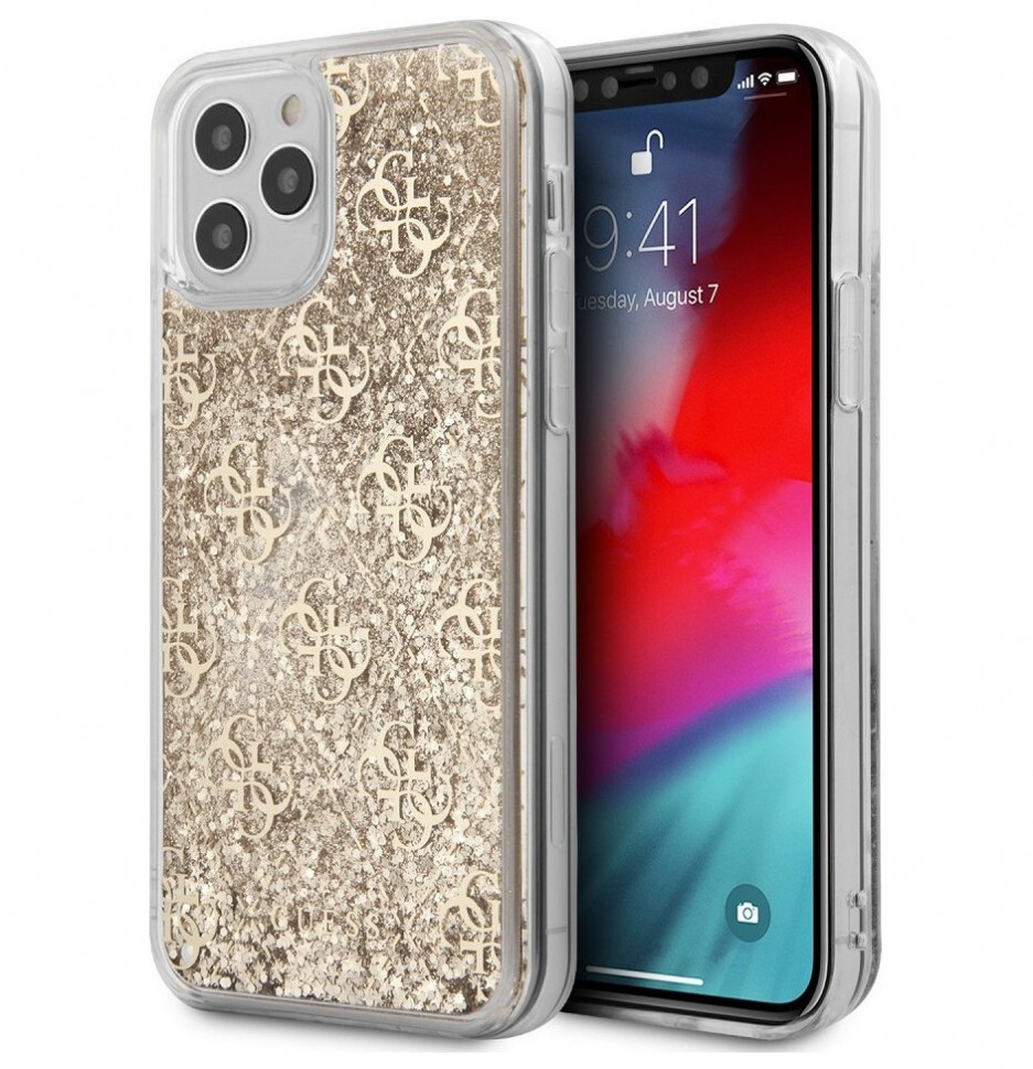 фото Чехол cg mobile guess liquid glitter 4g iphone 12 pro max золотой