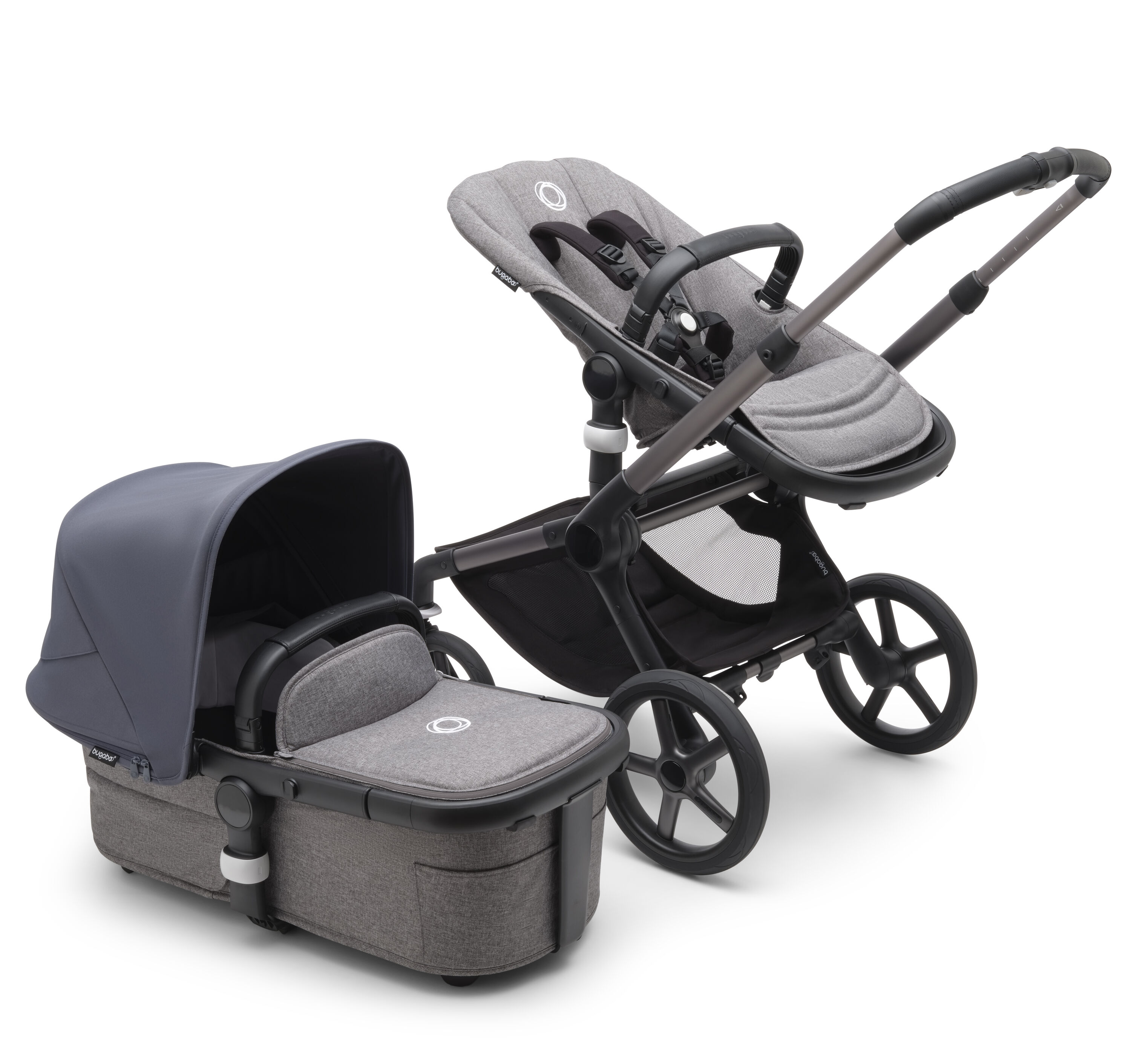 Коляска детская 2 в 1 Bugaboo Fox 5 Graphite Grey Melange Stormy Blue коляска детская euro cart ezzo graphite