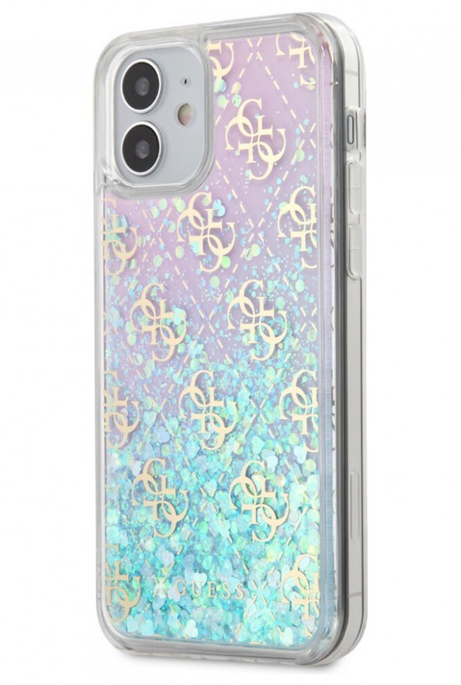 фото Чехол cg mobile guess liquid glitter 4g iphone 12 mini радужно-розовый