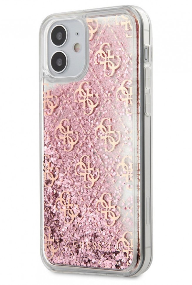 фото Чехол cg mobile guess liquid glitter 4g iphone 12 mini "розовое золото"