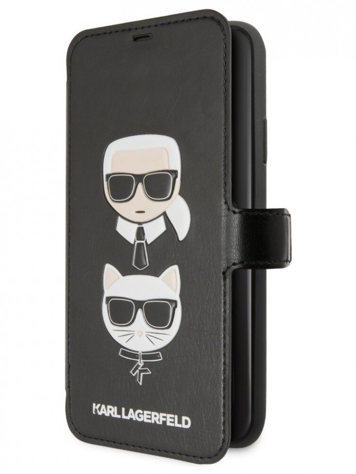 фото Чехол cg mobile karl lagerfeld leather karl and choupette booktype stand iphone 11 черный