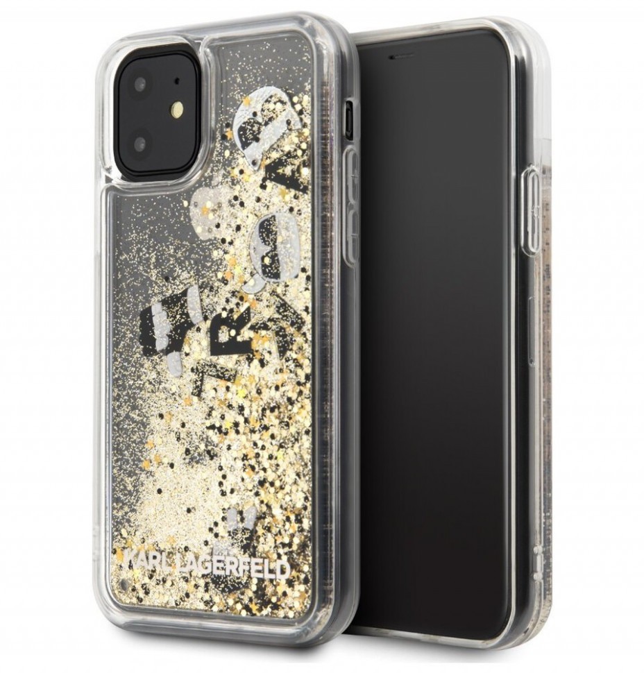 фото Чехол cg mobile karl lagerfeld liquid glitter floatting charms iphone 11 черный/золотой