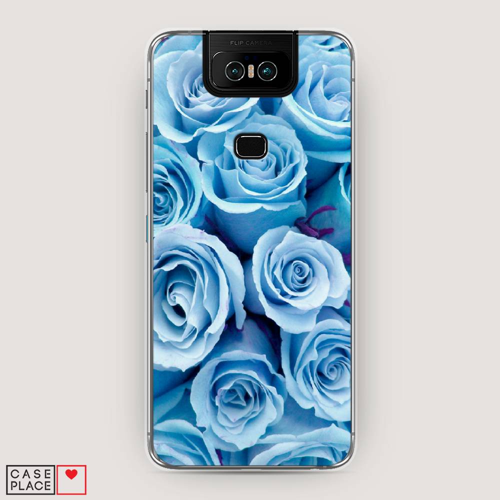 фото Чехол awog "лазурные розы" для asus zenfone 6 zs630kl