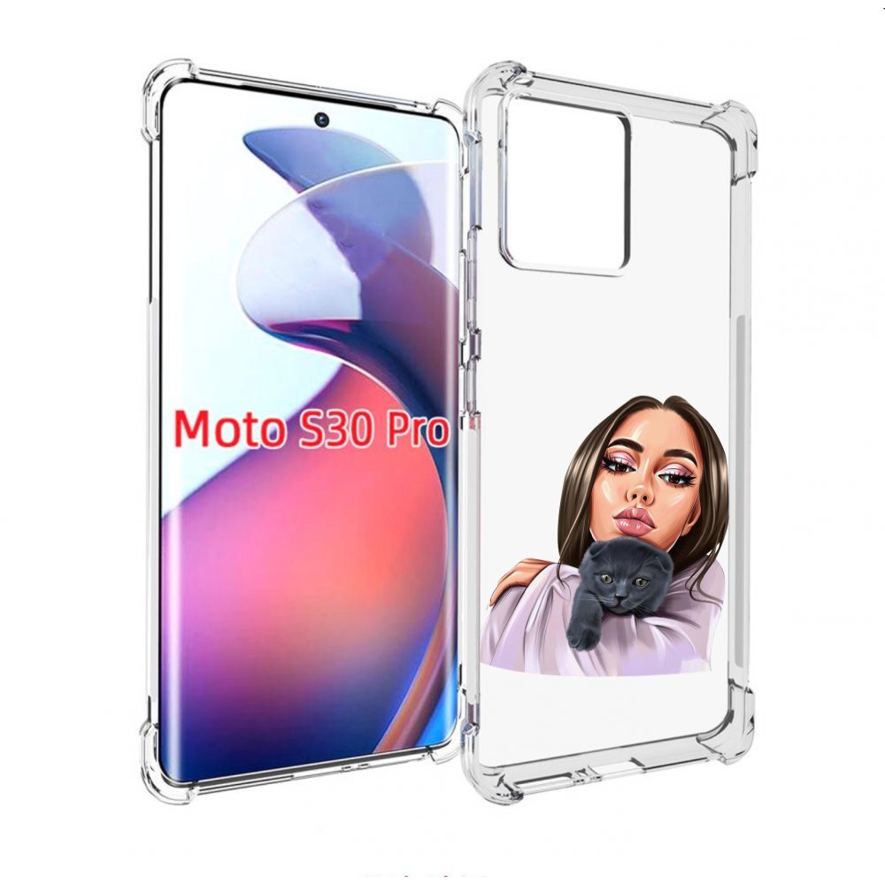 

Чехол MyPads нарисованная-девушка-с-котом женский для Motorola Moto S30 Pro, Прозрачный, Tocco
