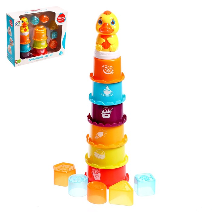 Развивающая пирамидка-сортер «Утёнок», 13 предметов игрушка развивающая lalaboom столик с аксессуарами 10 предметов