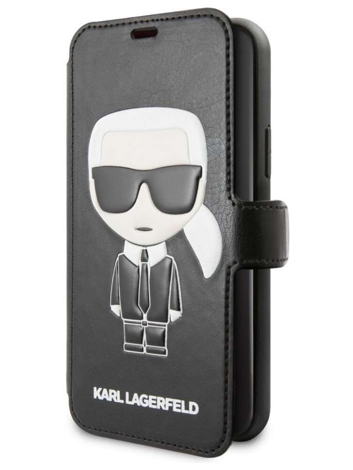 фото Чехол cg mobile karl lagerfeld leather iconik karl booktype stand iphone 11 pro max черный