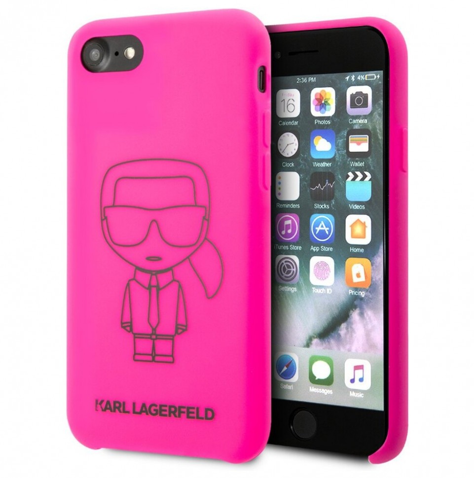 фото Чехол cg mobile karl lagerfeld liquid silicone ikonik iphone se 2020/8/7 розовый/черный