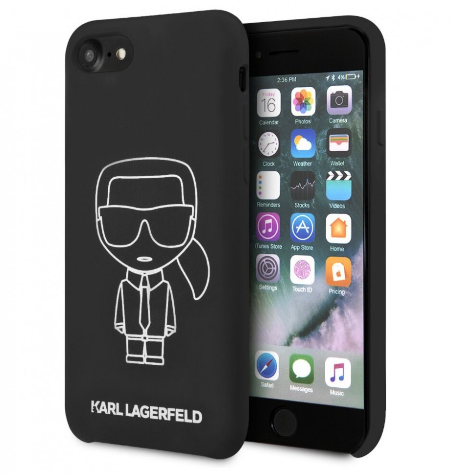 фото Чехол cg mobile karl lagerfeld liquid silicone ikonik iphone se 2020/8/7 черный/белый