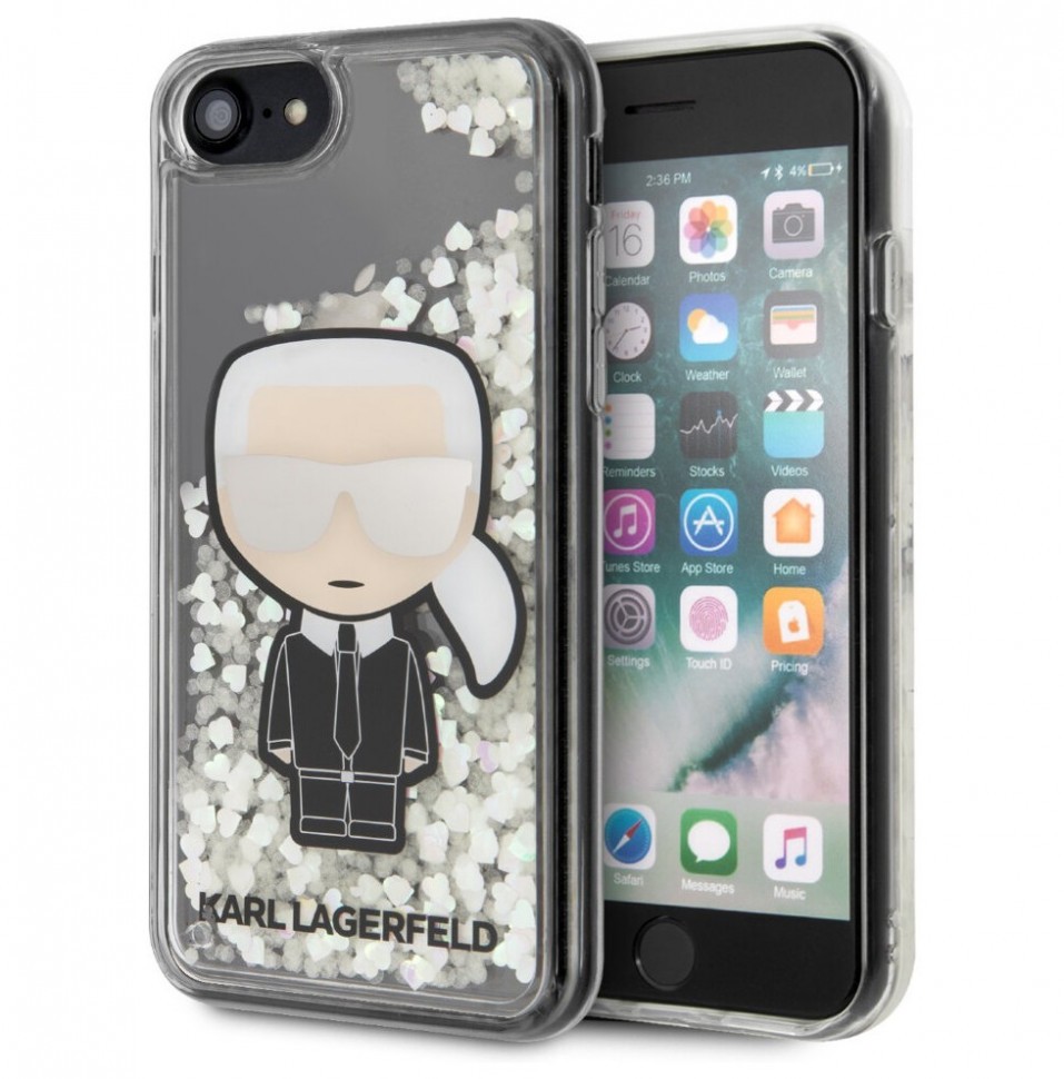 фото Чехол cg mobile karl lagerfeld liquid glitter karl iconik iphone se 2020/8/7 прозрачный