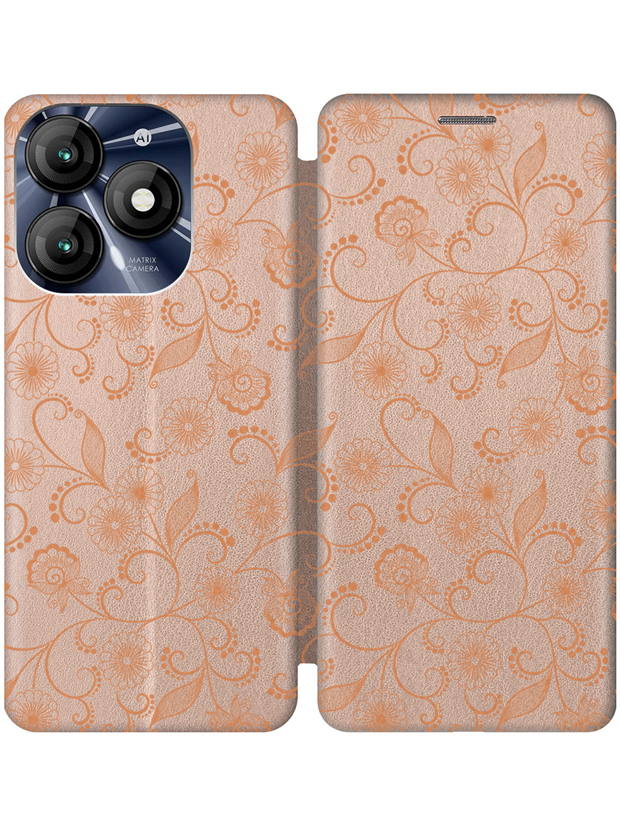 

Чехол-книжка на Itel A70 с принтом "Стильный орнамент" золотой, Золотистый, 784806132