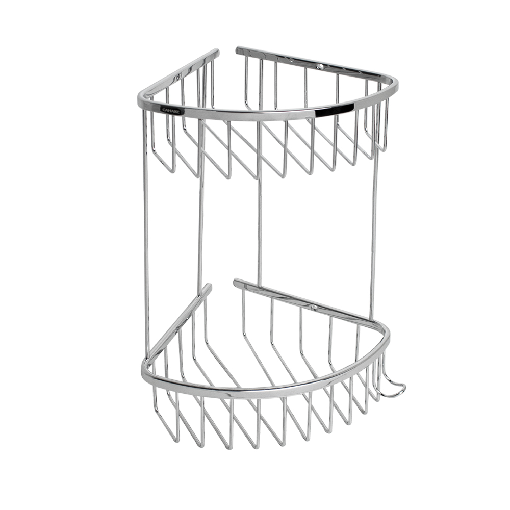 Полочка угловая, овальная, двойная, из нержавеющей стали Санакс 75052