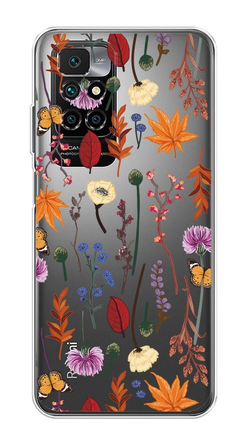 

Чехол на Xiaomi Redmi 10 "Orange Purple flowers", Оранжевый;красный;розовый;желтый;прозрачный, 311350-1