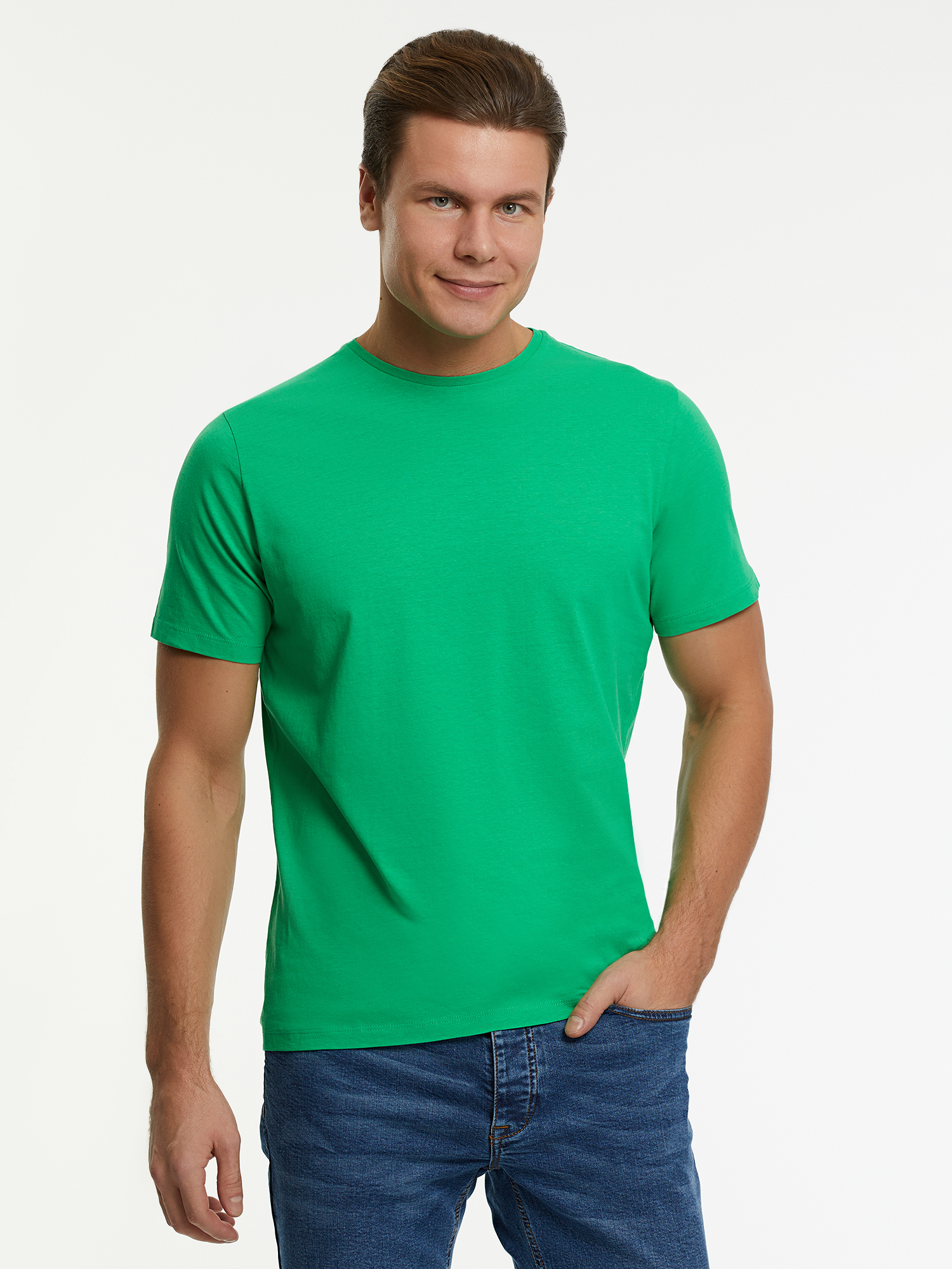 

Футболка мужская oodji 5B621002M зеленая 2XL, Зеленый, 5B621002M