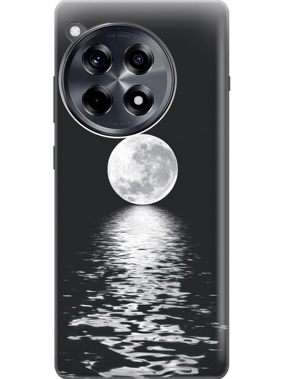 

Силиконовый чехол на OnePlus 12R с рисунком "Луна над морем", Белый;черный, 20012110