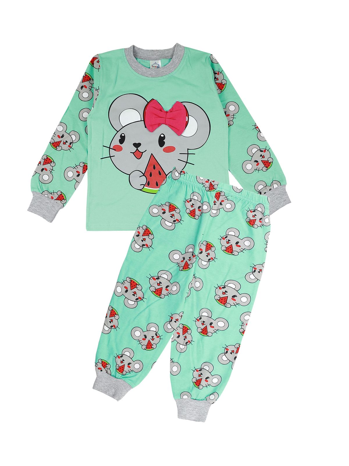 

Пижама для девочек Bonito kids мышка цв. ментоловый р.116 6520-01, 6520-01