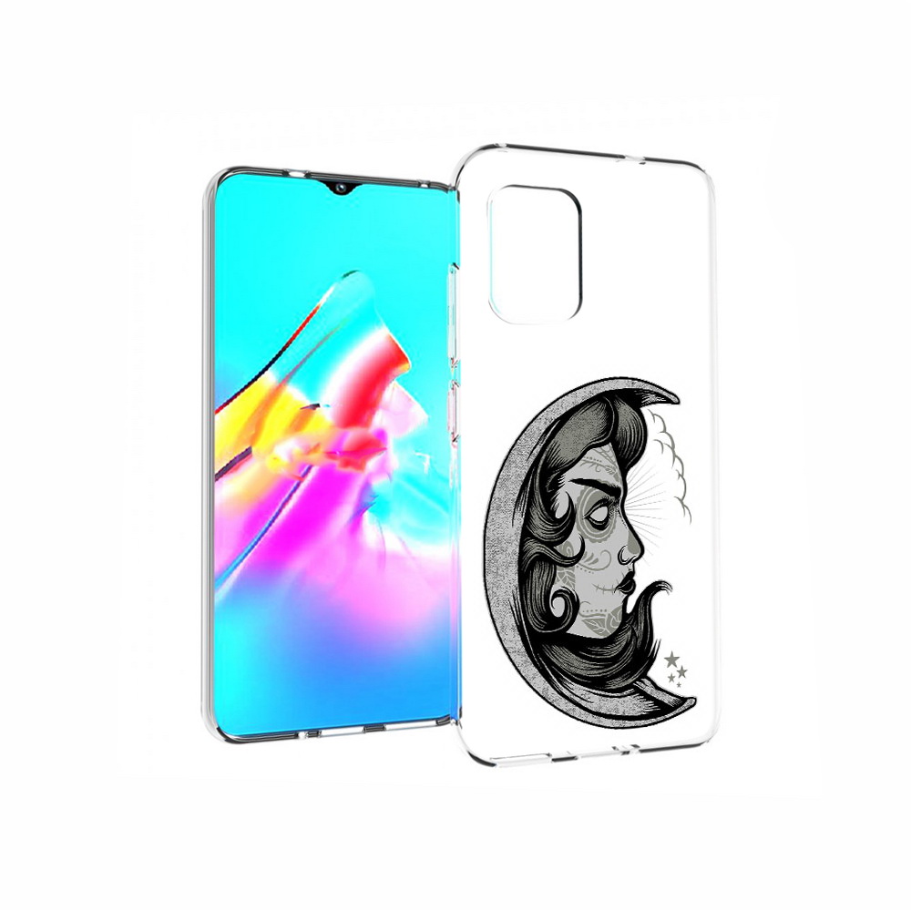 

Чехол MyPads Tocco для Asus Zenfone 8 черно белая луна с лицом, Прозрачный, Tocco