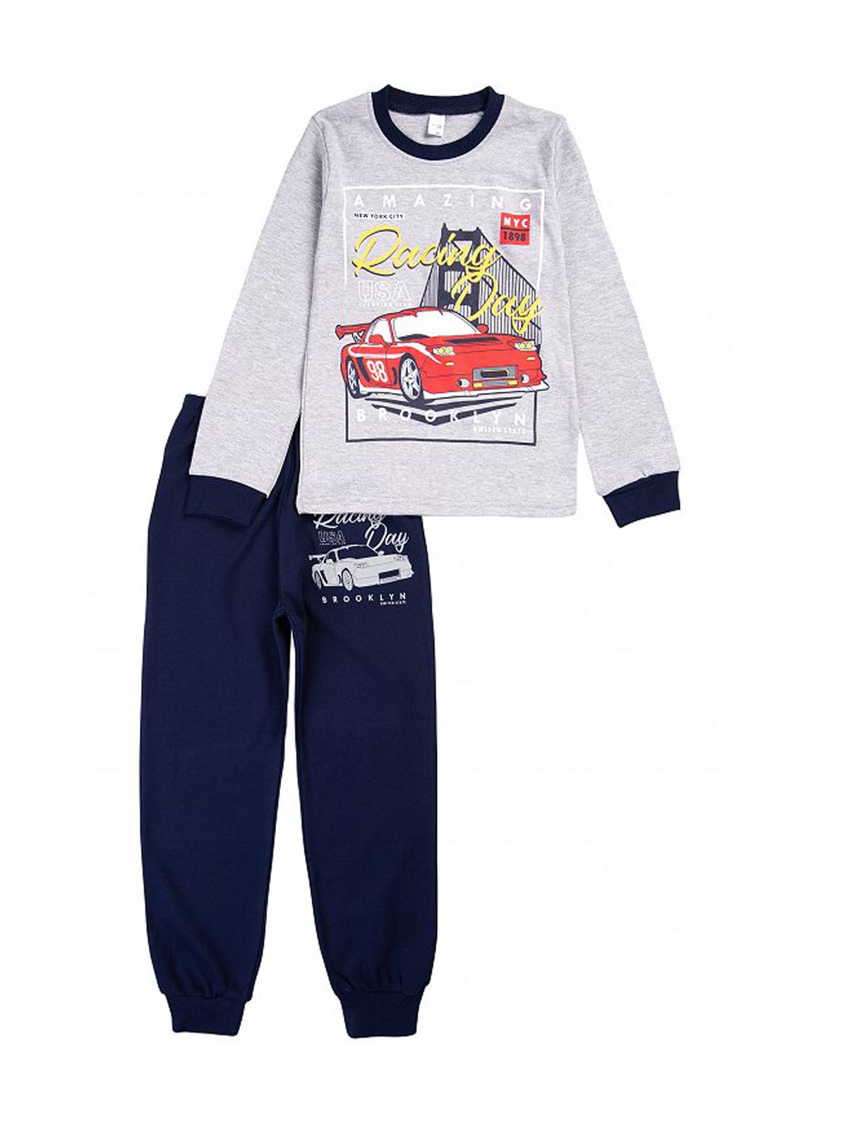 

Пижама для мальчиков Bonito kids цв. серый меланж р.140 6529-01, 6529-01