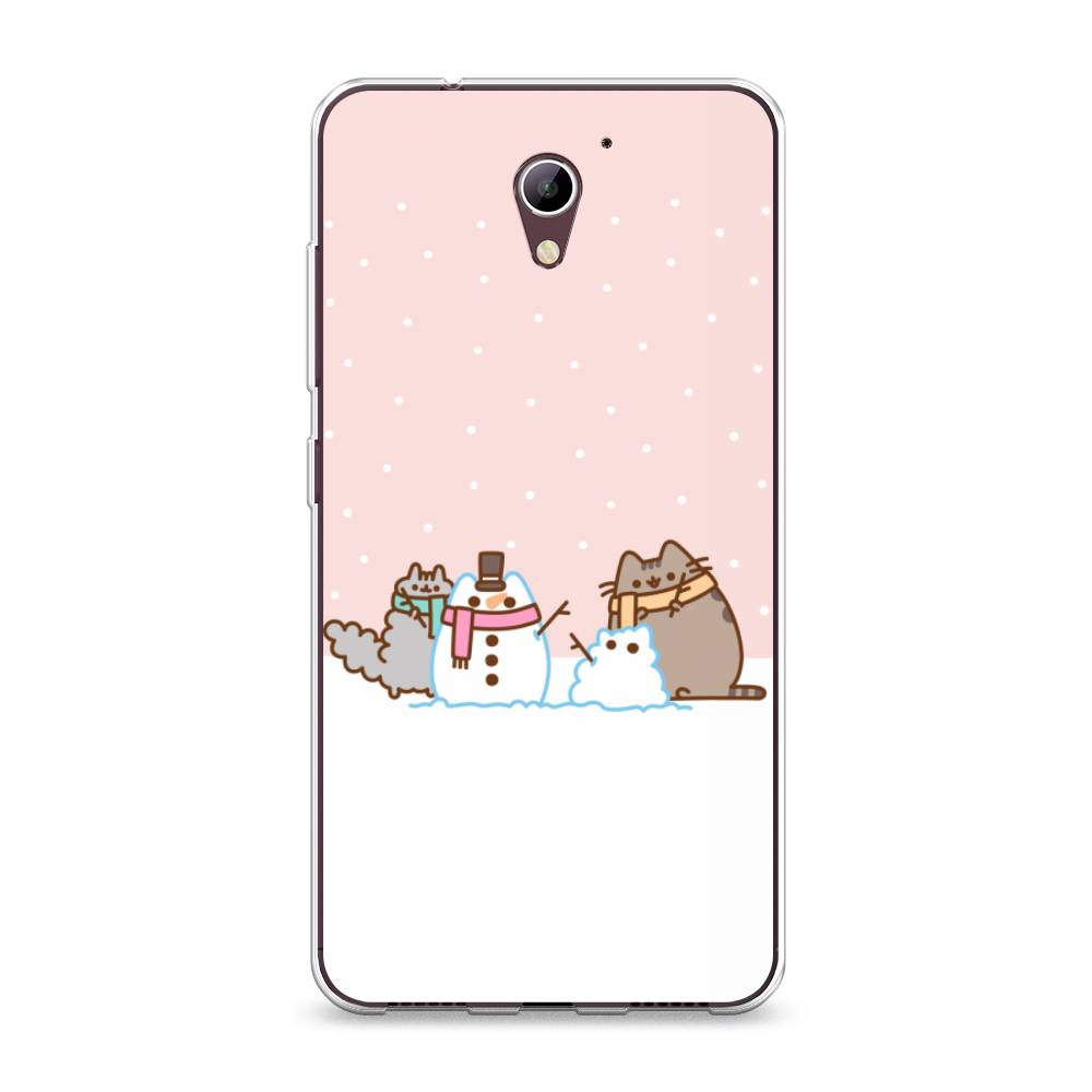

Чехол на ZTE Blade A510 "Котики в снегу", Розовый;белый;серый, 130150-5