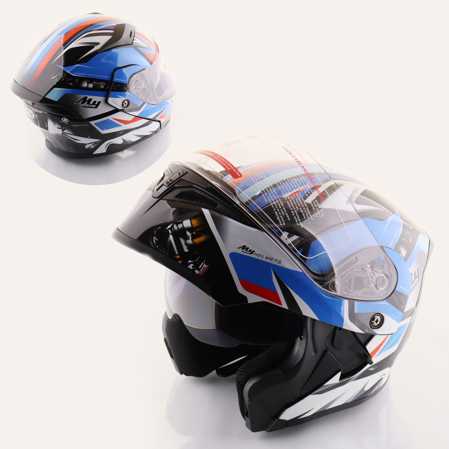 

Мотошлем трансформер (mod:1) (size:XXL, + солнцезащитные очки) MY HELMET, Разноцветный, T-458