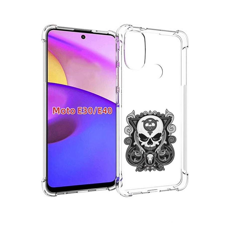

Чехол бампер MyPads орнамент-на-черепе для Motorola Moto E30., Прозрачный, Tocco