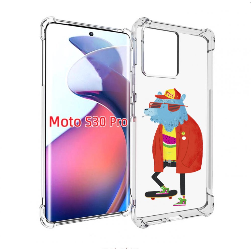

Чехол MyPads медведь на скейте для Motorola Moto S30 Pro, Прозрачный, Tocco