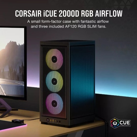 

Корпус компьютерный Corsair iCUE 2000D RGB AIRFLOW Mini-ITX (CC-9011246-WW) черный, iCUE 2000D RGB AIRFLOW Mini-ITX