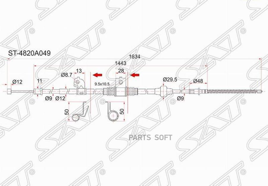 

Трос Ручника Mitsubishi Lancer X 07- Lh (левый) Sat арт. ST-4820A049