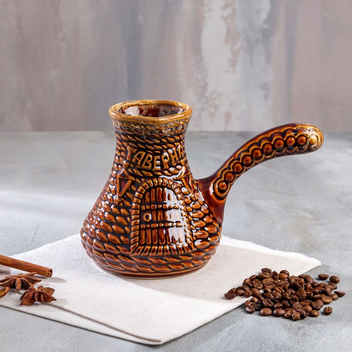 

Турка для кофе "Таверна", коричневая, глазурь, 0.65 л