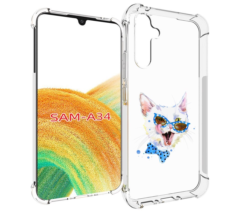 

Чехол MyPads белый кот для Samsung Galaxy A34, Tocco