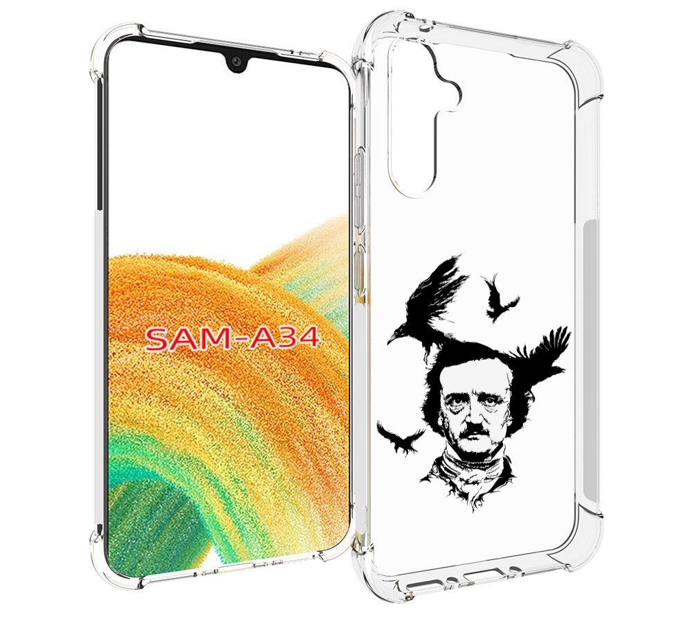 

Чехол MyPads Эдгар Аллан черно белый для Samsung Galaxy A34, Tocco